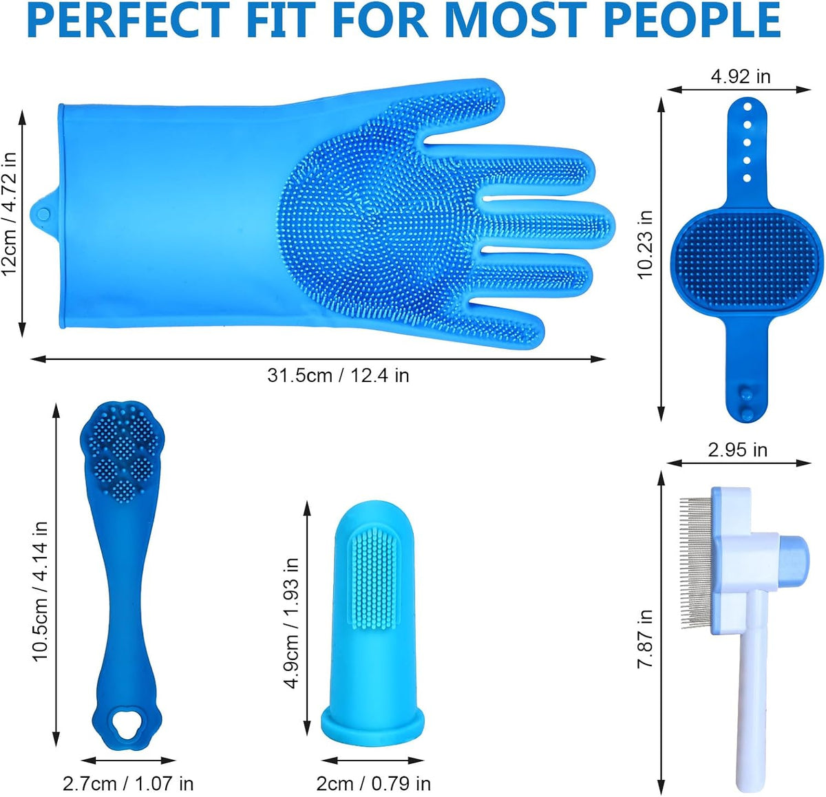 6PCS Dog Washing Gloves Pet Grooming Gloves Dog Bath Supplies Dog Bath Brush Silicone Gloves for Dogs and Cats Bathing Dog Comb Dog Toothbrush