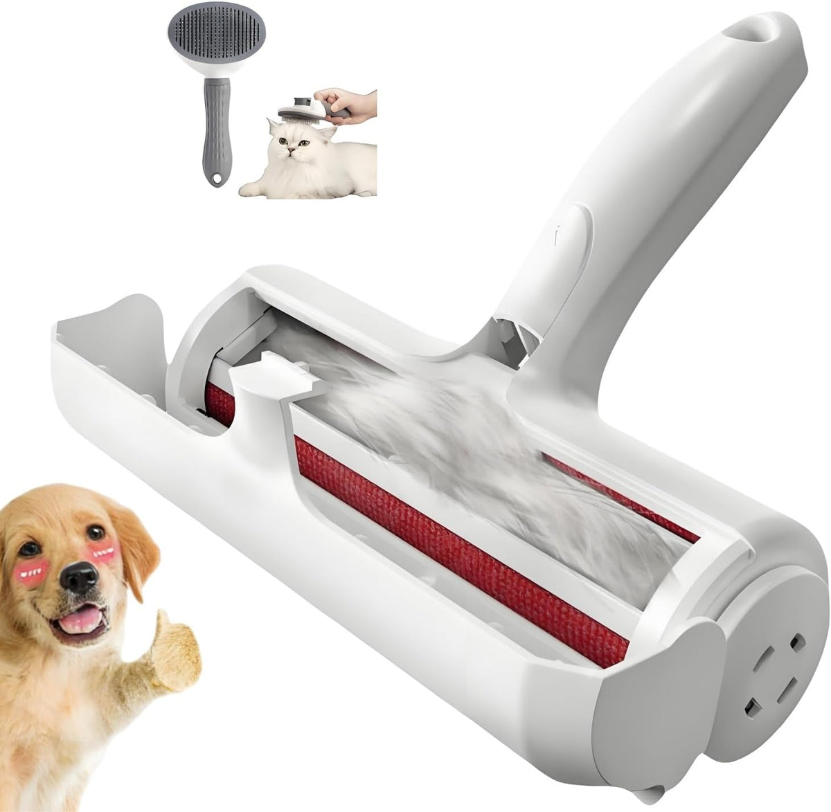 Roller Pet Hair Removal Tool，Reusable Lint Roller - Cat and Dog Hair Remover for Furniture，Dog Brush for Shedding，Portable Multi-Surface Fur Removal Tool (Sofas,Carpets,Clothing,Bed Sheet)