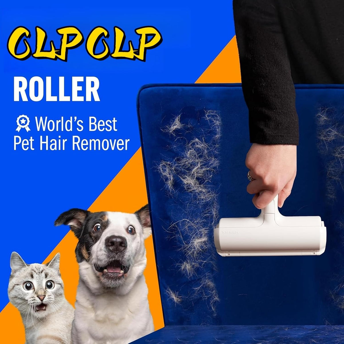 Roller Pet Hair Removal Tool，Reusable Lint Roller - Cat and Dog Hair Remover for Furniture，Dog Brush for Shedding，Portable Multi-Surface Fur Removal Tool (Sofas,Carpets,Clothing,Bed Sheet)