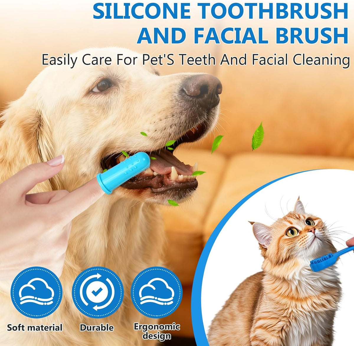 6PCS Dog Washing Gloves Pet Grooming Gloves Dog Bath Supplies Dog Bath Brush Silicone Gloves for Dogs and Cats Bathing Dog Comb Dog Toothbrush
