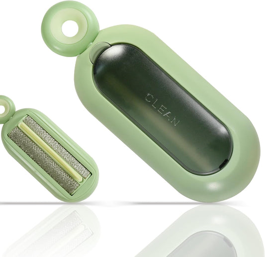 Lint Roller Resuable for Clothes, Magic Self- Cleaning Pet Hair Remover for Cats Dogs Fur, Portable Washable Pet Hair Removal Tool Brush for Curtain, Carpet, Bedding, Sofa, Couch, Green